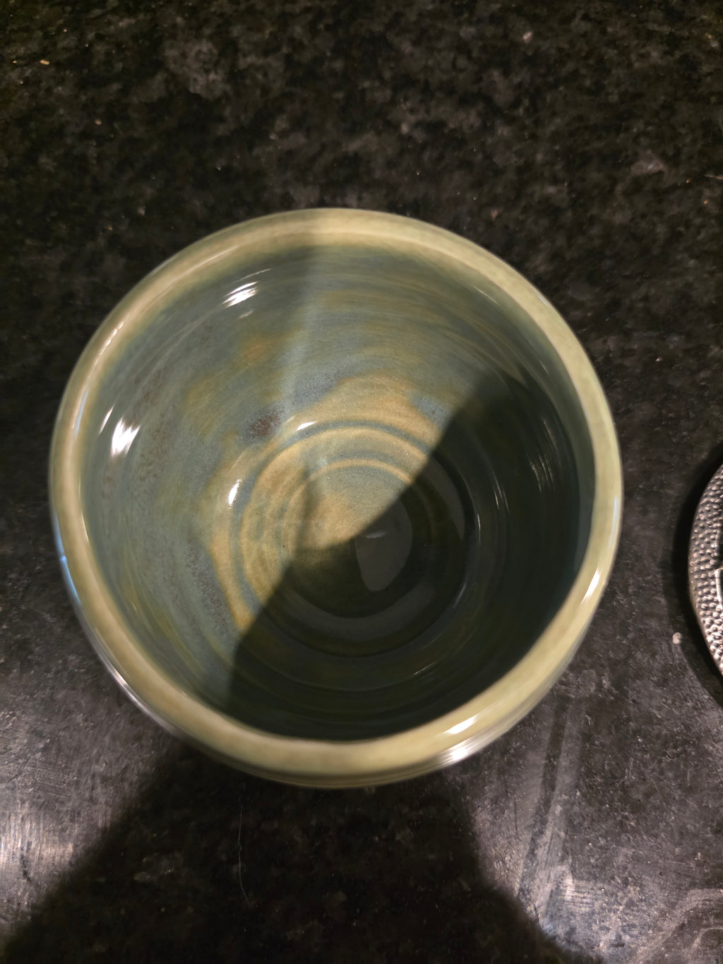 Sage Green Pottery Jar with Pierced Floral Metal Lid – Handmade Wheel-Thrown Stoneware