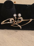 Antique Art Nouveau 14K Gold Diamond Brooch | Old European & Rose Cut Diamonds 1/3 CTW | c. 1890–1915