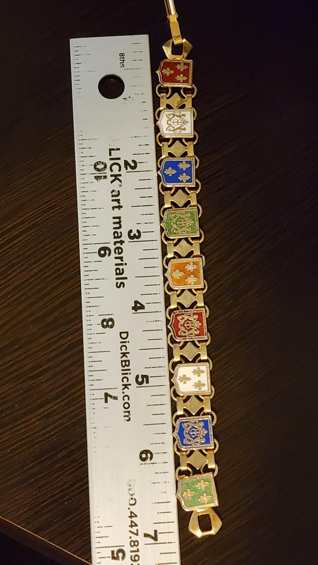 Vintage 1950s Bronze Fleur de Lis French Joan of Arc Souvenir Bracelet