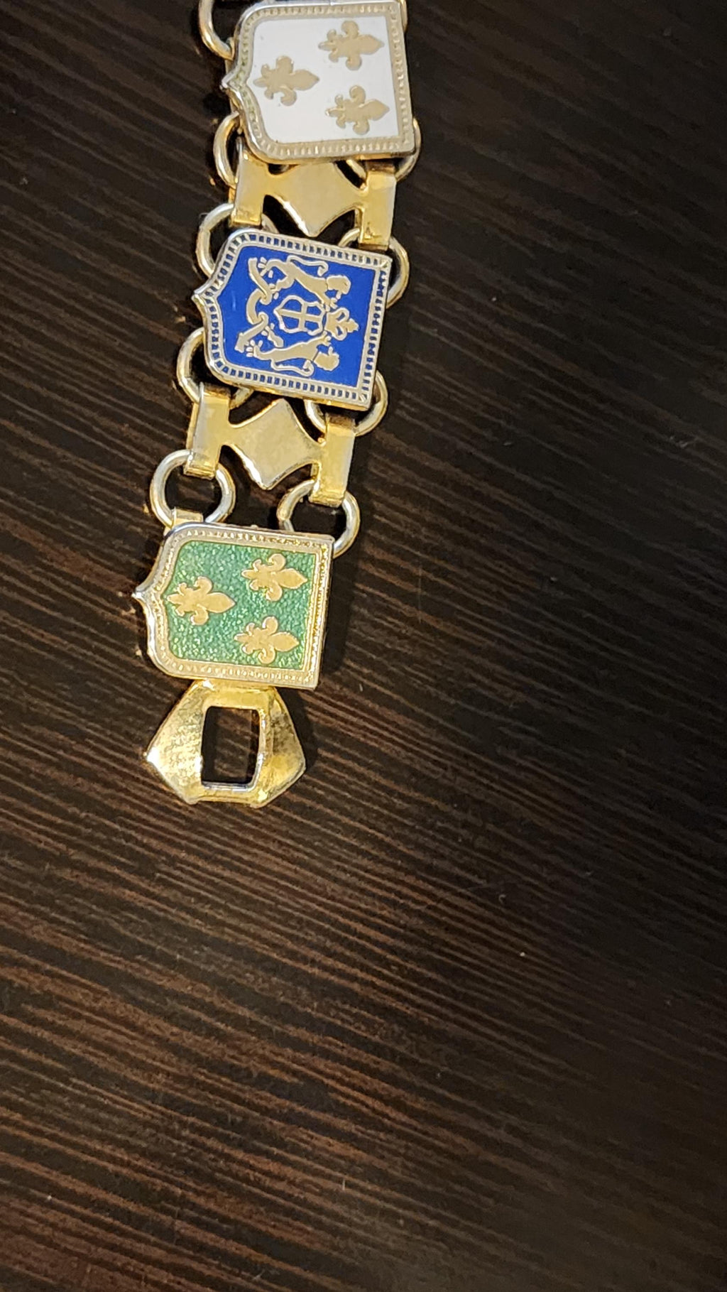Vintage 1950s Bronze Fleur de Lis French Joan of Arc Souvenir Bracelet