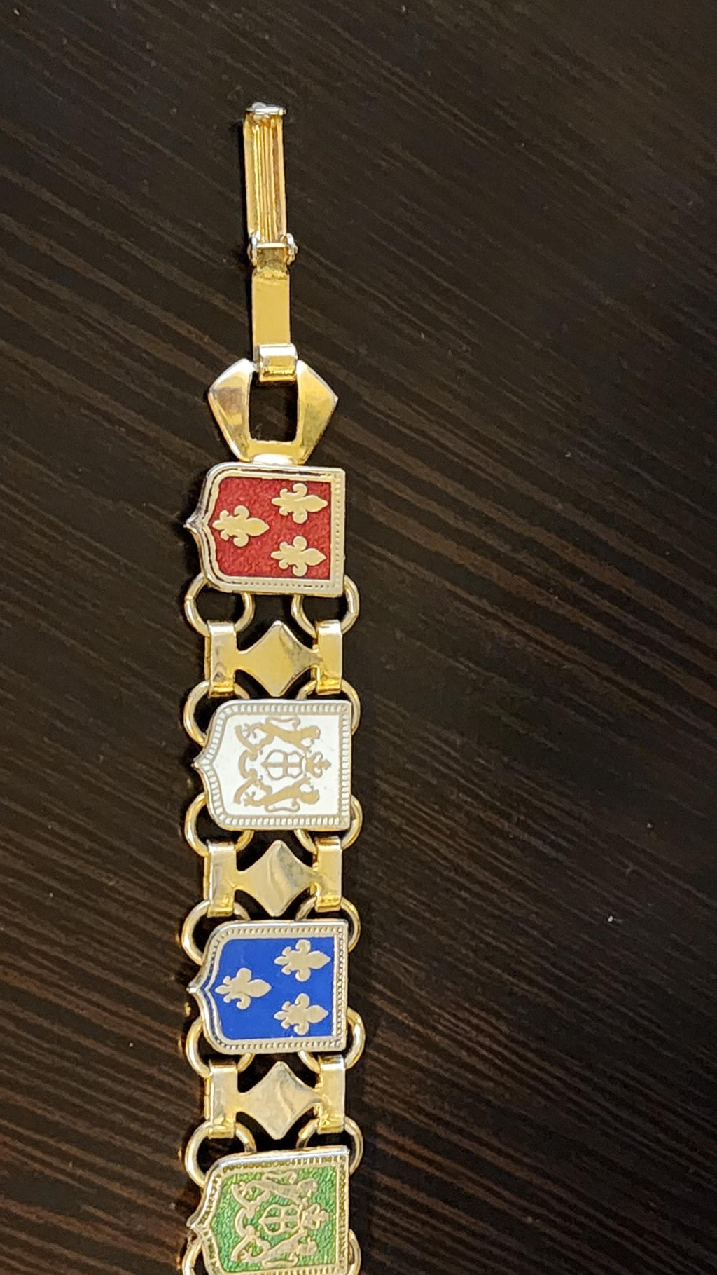 Vintage 1950s Bronze Fleur de Lis French Joan of Arc Souvenir Bracelet