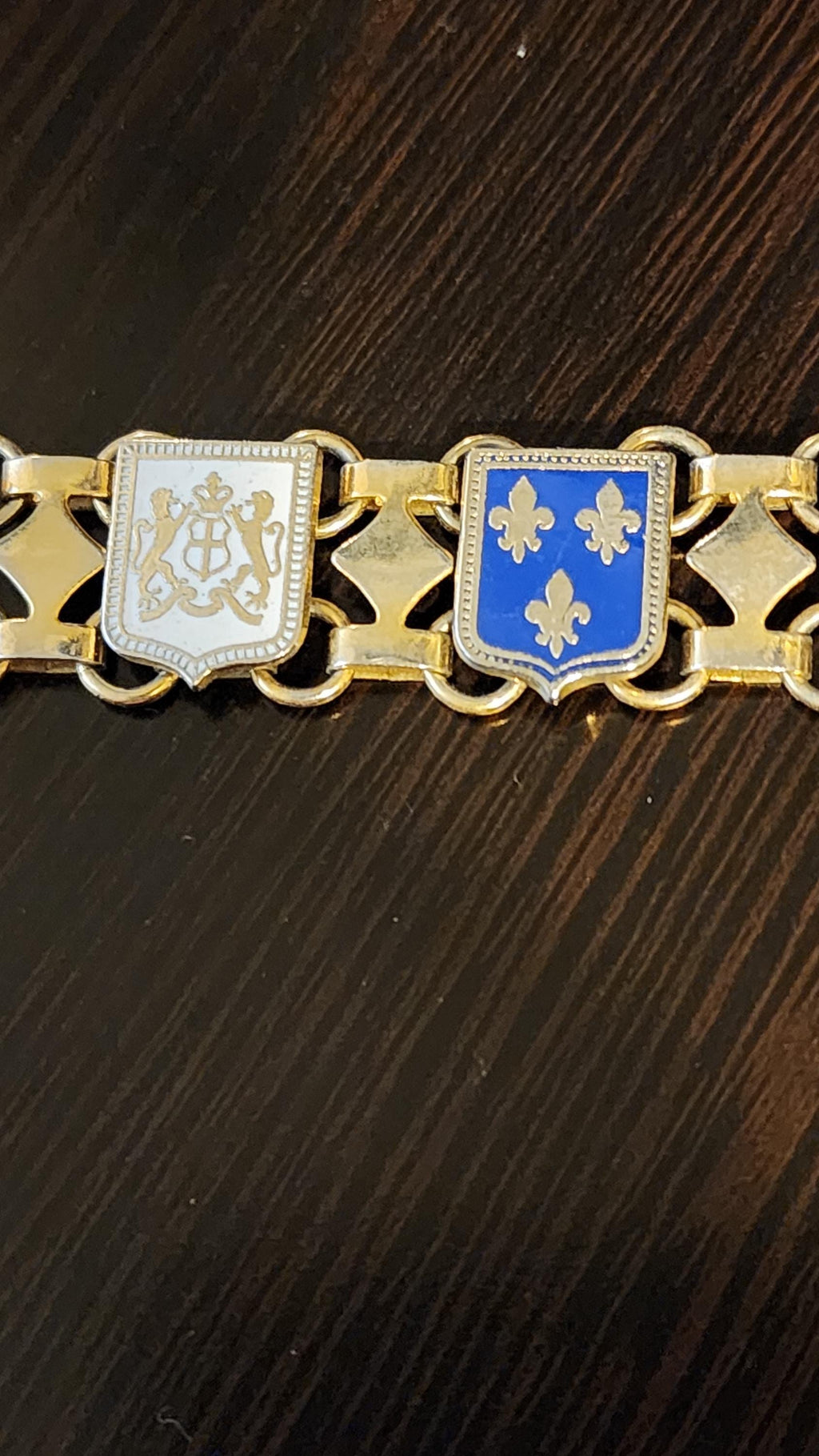 Vintage 1950s Bronze Fleur de Lis French Joan of Arc Souvenir Bracelet