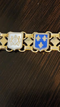 Vintage 1950s Bronze Fleur de Lis French Joan of Arc Souvenir Bracelet