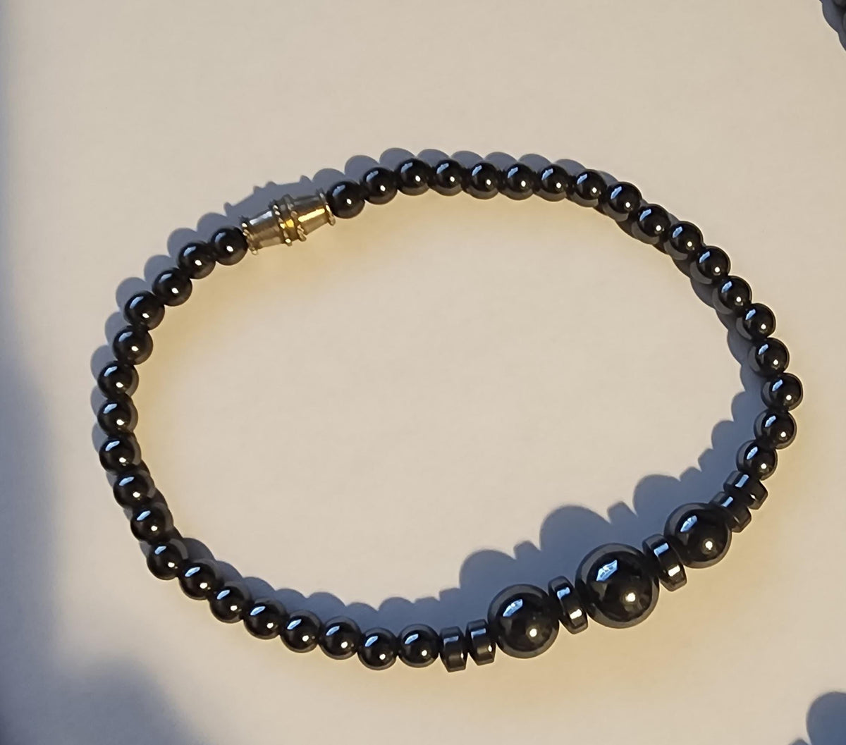 Hematite Jewelry Set: Healing Stone Bracelet & Necklace
