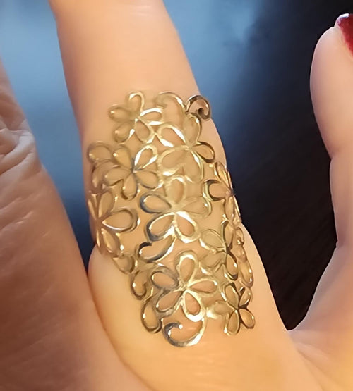 925 Sterling Silver Flower Ring: Handmade Floral Statement Jewelry