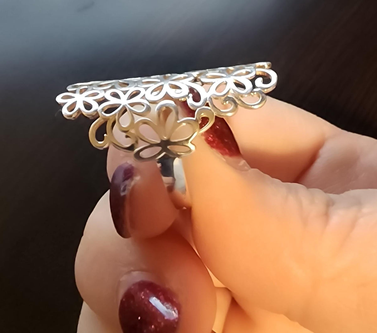 925 Sterling Silver Flower Ring: Handmade Floral Statement Jewelry