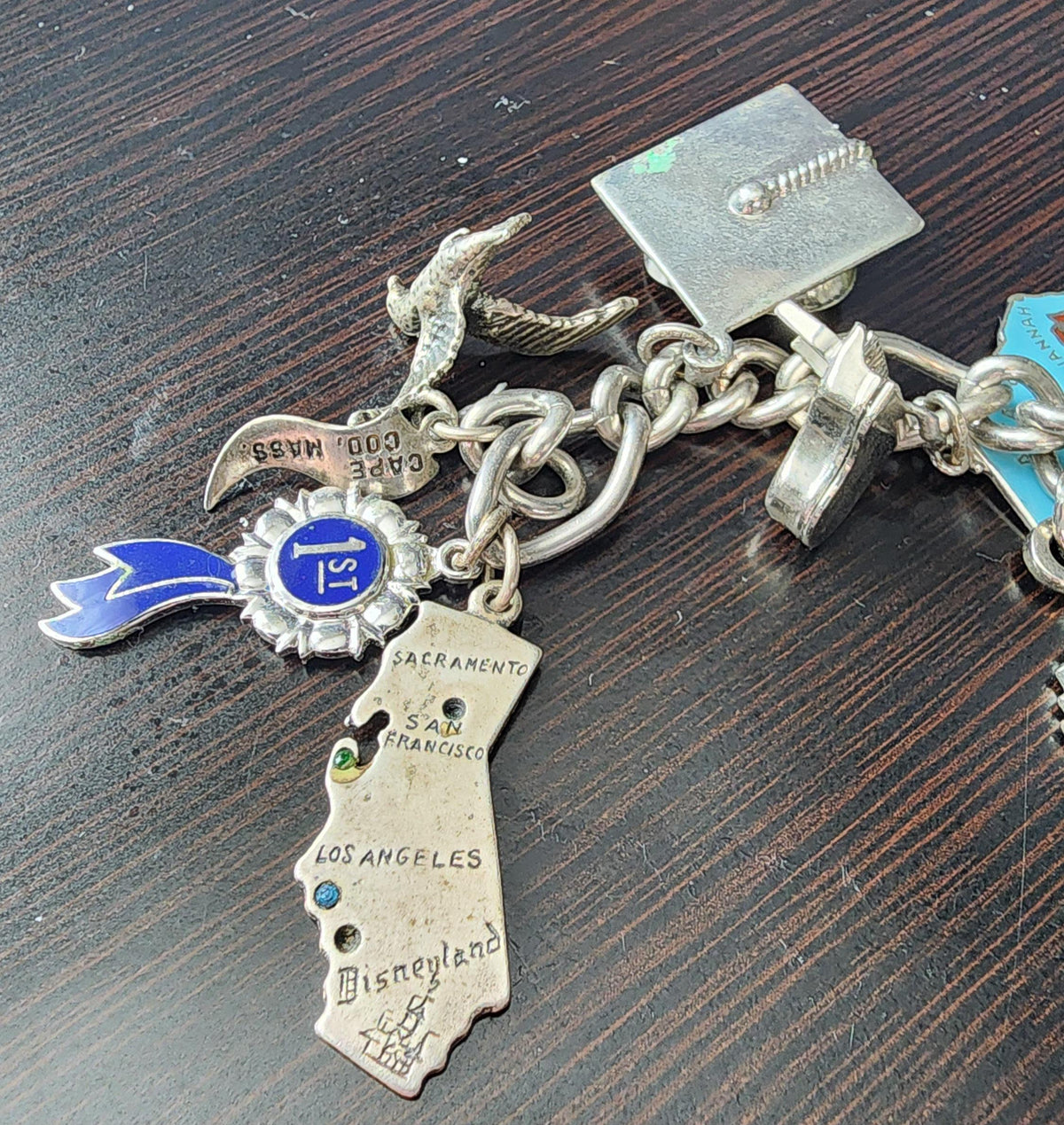 Vintage 1960s Sterling Silver Travel Charm Bracelet – Estate Souvenir Jewelry