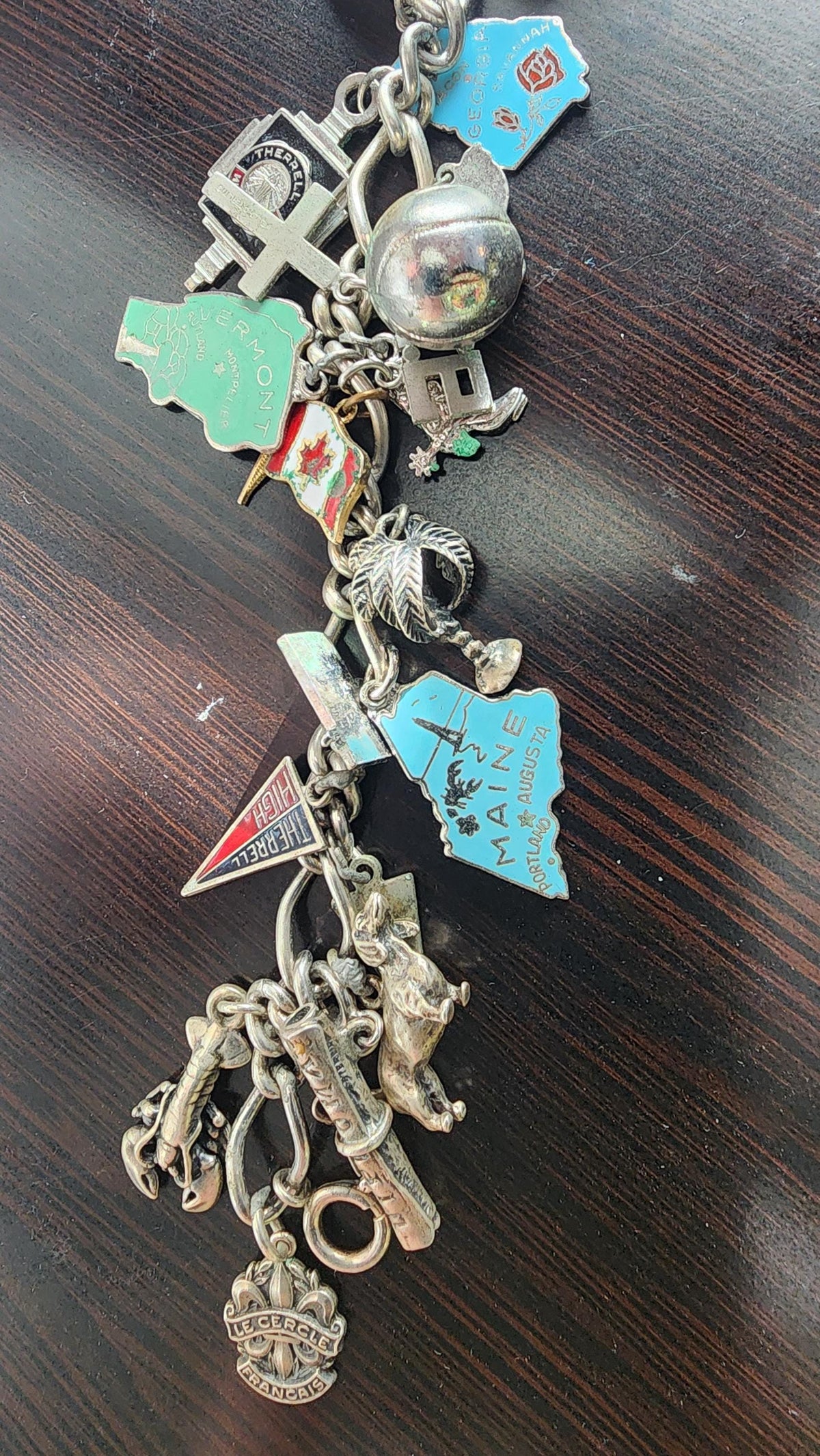 Vintage 1960s Sterling Silver Travel Charm Bracelet – Estate Souvenir Jewelry