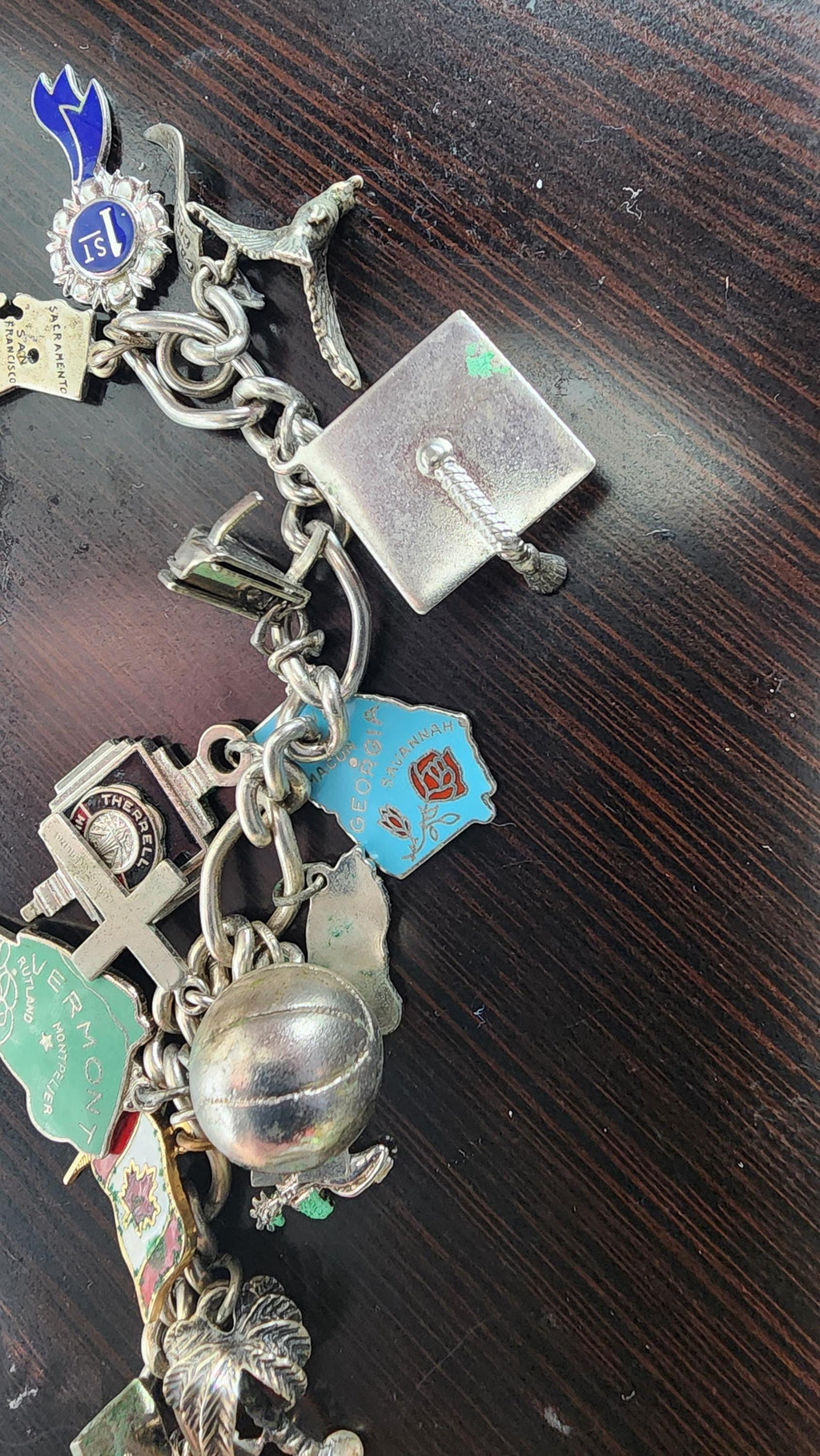 Vintage 1960s Sterling Silver Travel Charm Bracelet – Estate Souvenir Jewelry
