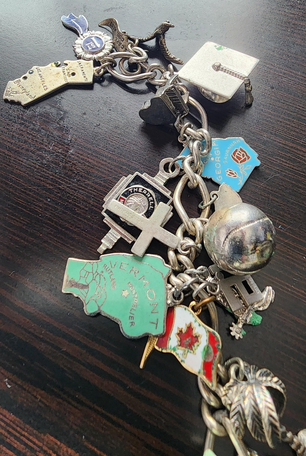 Vintage 1960s Sterling Silver Travel Charm Bracelet – Estate Souvenir Jewelry