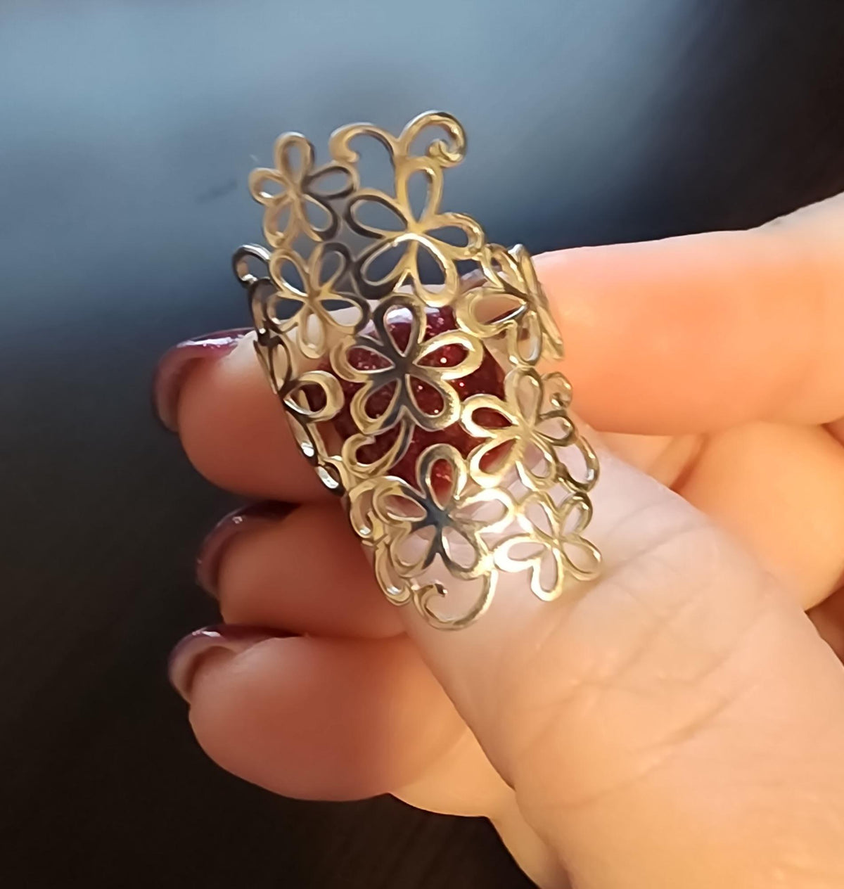 925 Sterling Silver Flower Ring: Handmade Floral Statement Jewelry