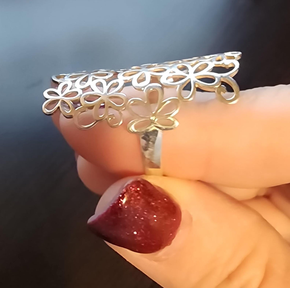 925 Sterling Silver Flower Ring: Handmade Floral Statement Jewelry