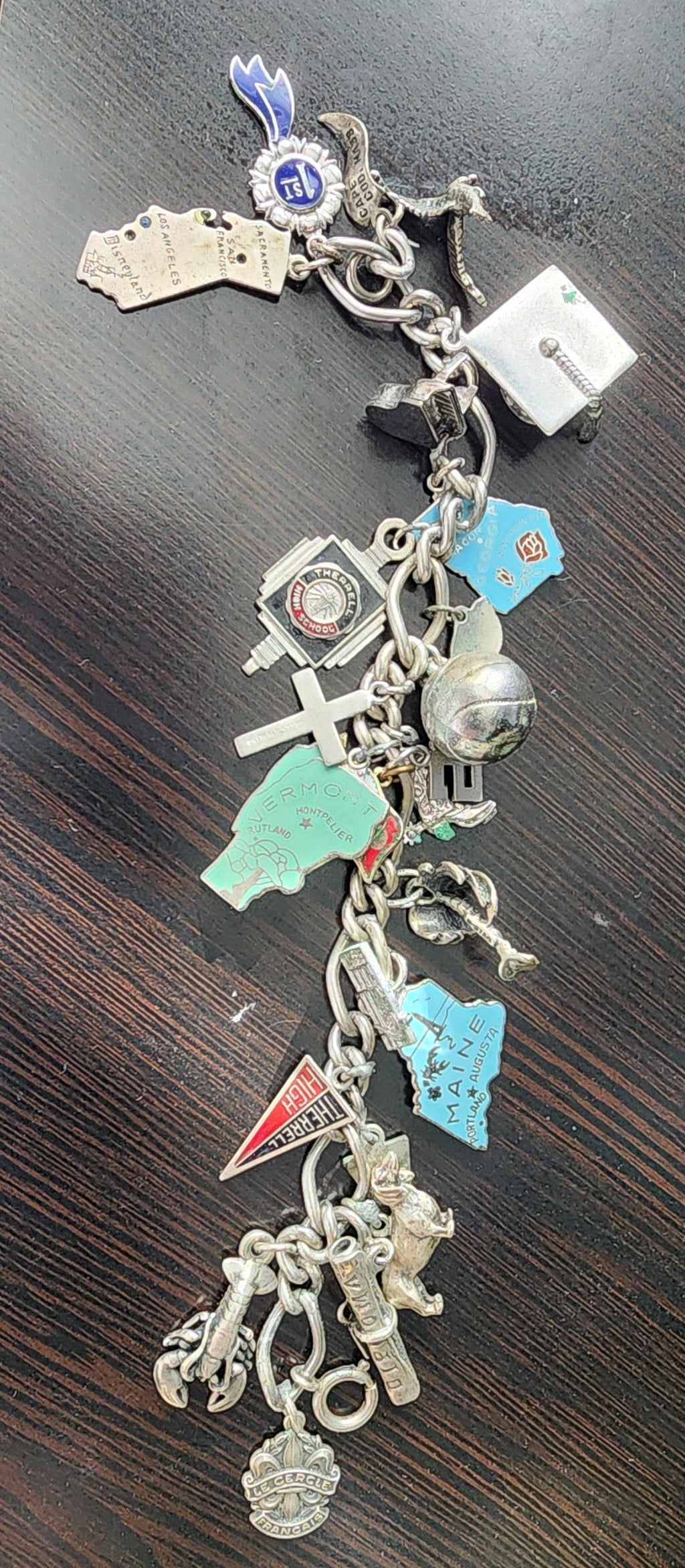 Vintage 1960s Sterling Silver Travel Charm Bracelet – Estate Souvenir Jewelry
