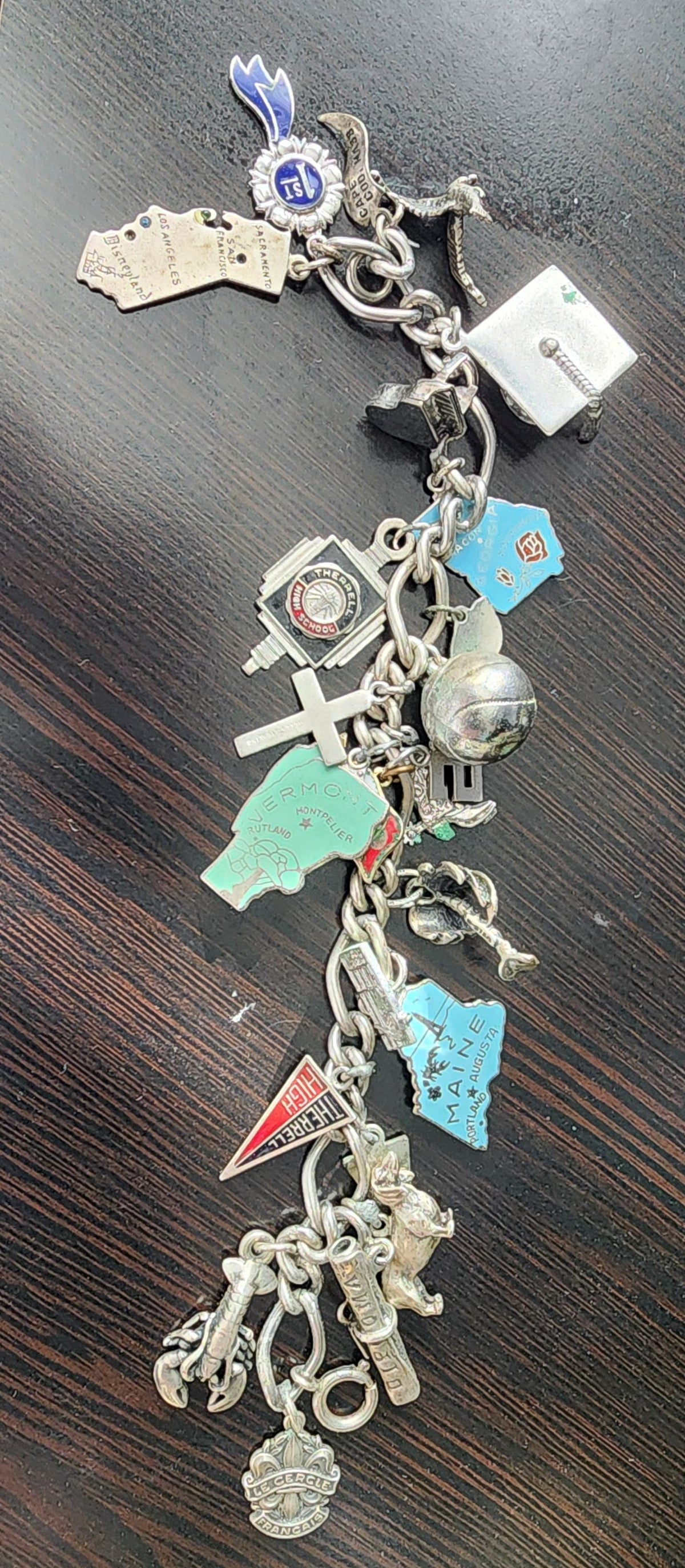 Vintage 1960s Sterling Silver Travel Charm Bracelet – Estate Souvenir Jewelry