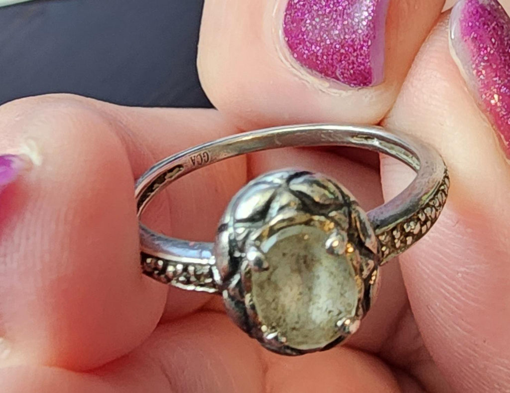 Sterling Silver Labradorite Ring Elegant Healing Crystal Jewelry Boho Statement Anniversary Gift
