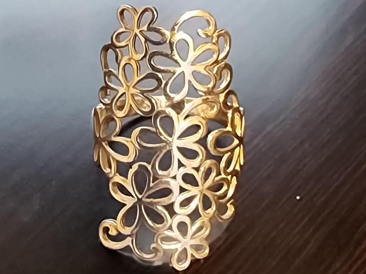 925 Sterling Silver Flower Ring: Handmade Floral Statement Jewelry