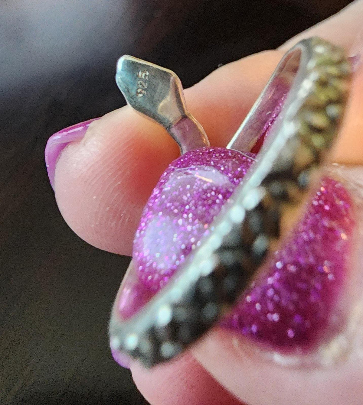 Sterling Silver Snake Ring with Amethyst – Unique Serpent Design, US Size 8 3/4