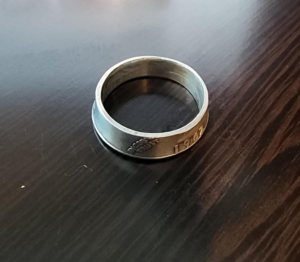 Unique 1962 Quarter Sterling Silver Ring - Vintage Statement Jewelry - Size US 8 1/4