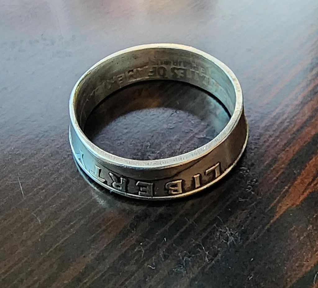 Unique 1962 Quarter Sterling Silver Ring - Vintage Statement Jewelry - Size US 8 1/4