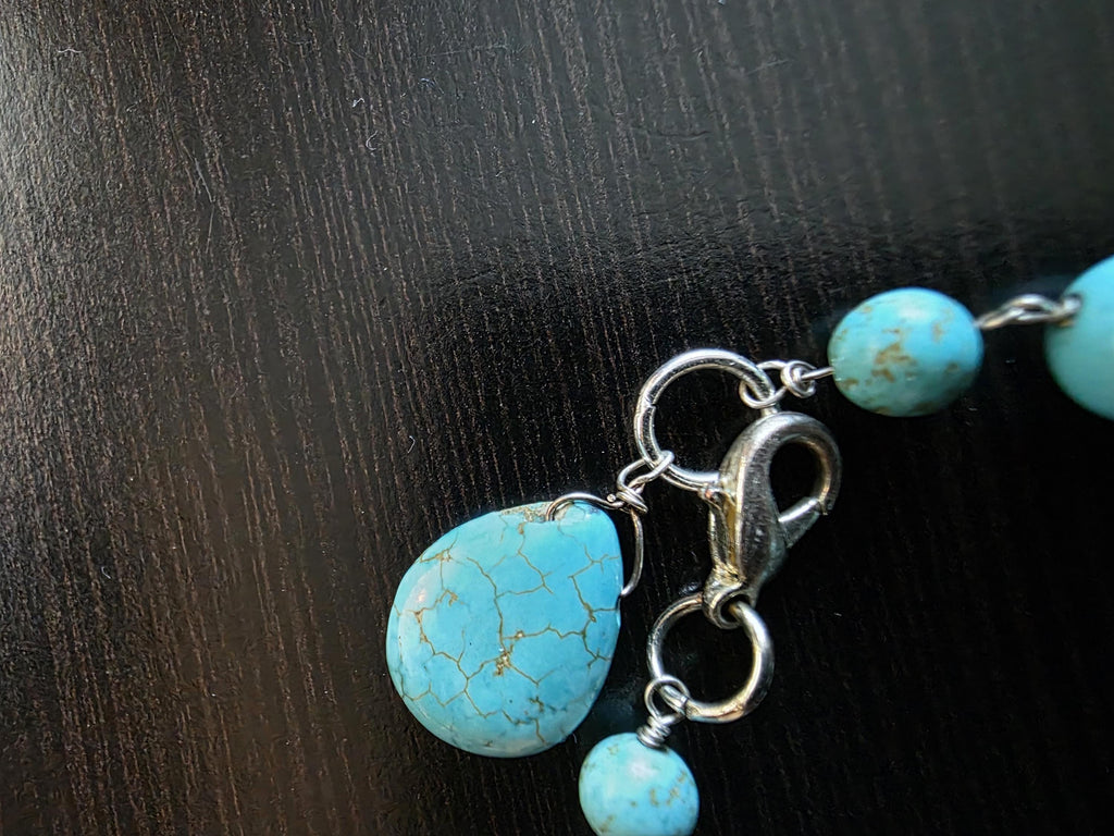 Turquoise Bracelet and Earrings Set: Sterling Silver Boho Jewelry