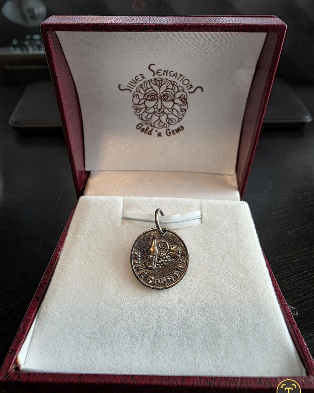 Sterling Silver Wine Bottle & Grapes Charm – Vintage 1980s Wine Country Jewelry