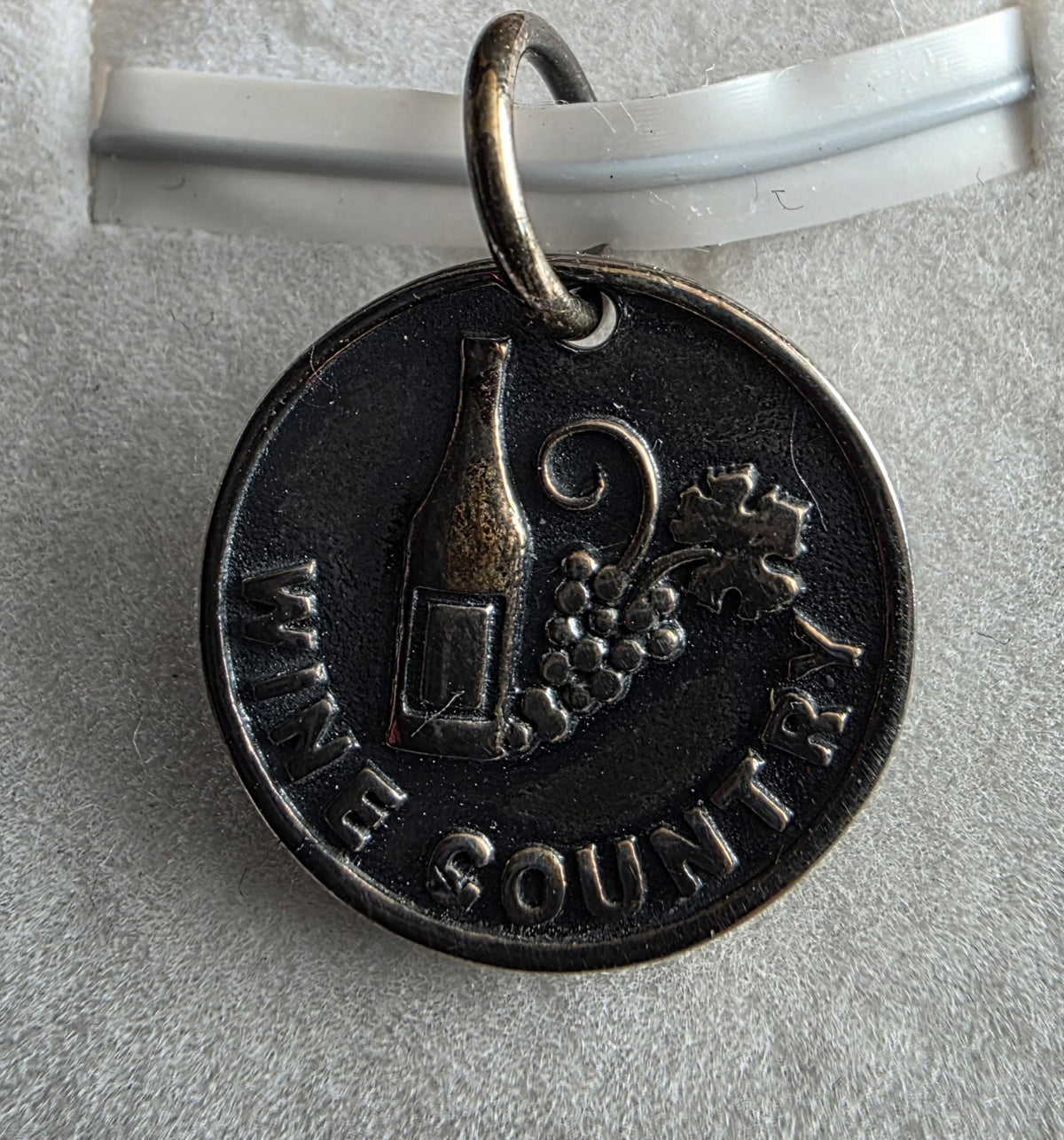 Sterling Silver Wine Bottle & Grapes Charm – Vintage 1980s Wine Country Jewelry