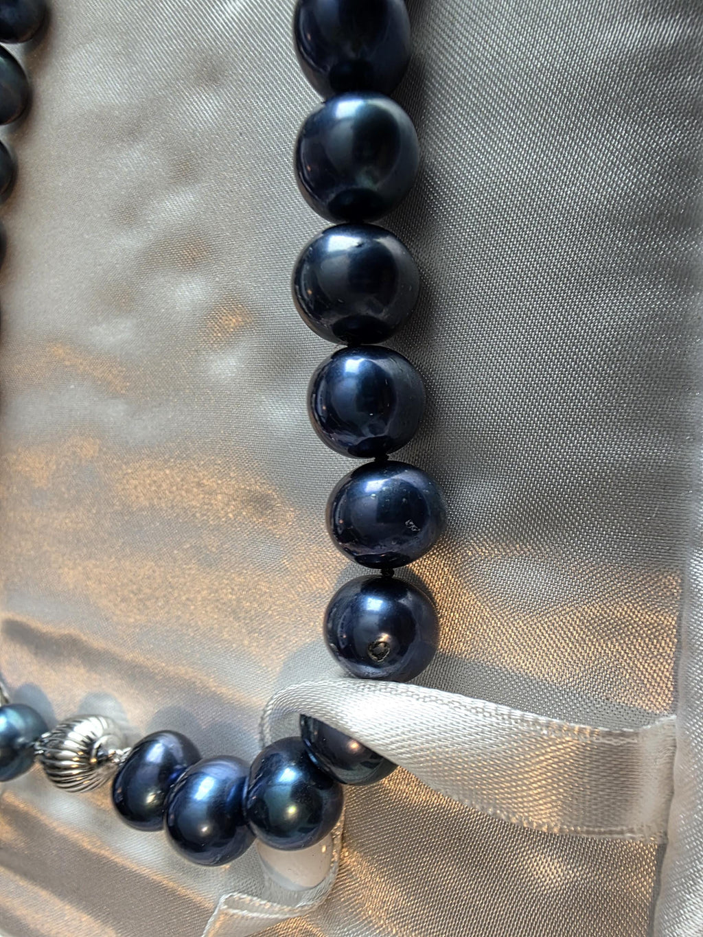 Tahitian Black Genuine Pearl Necklace, Sterling Silver Clasp, 20 Inch Imperial Cultured Pearls, Statement Jewelry, Mother of the Bride