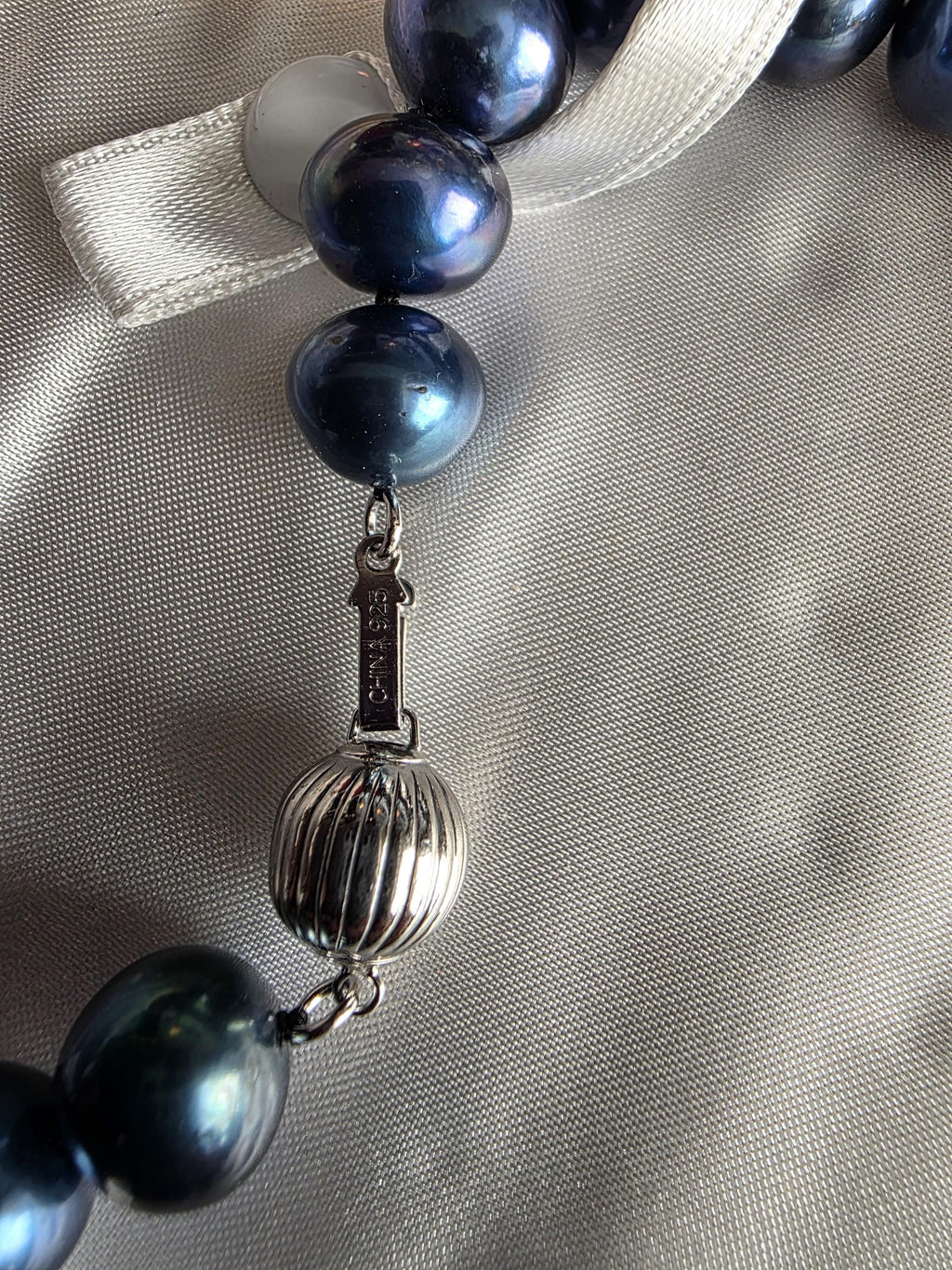 Tahitian Black Genuine Pearl Necklace, Sterling Silver Clasp, 20 Inch Imperial Cultured Pearls, Statement Jewelry, Mother of the Bride