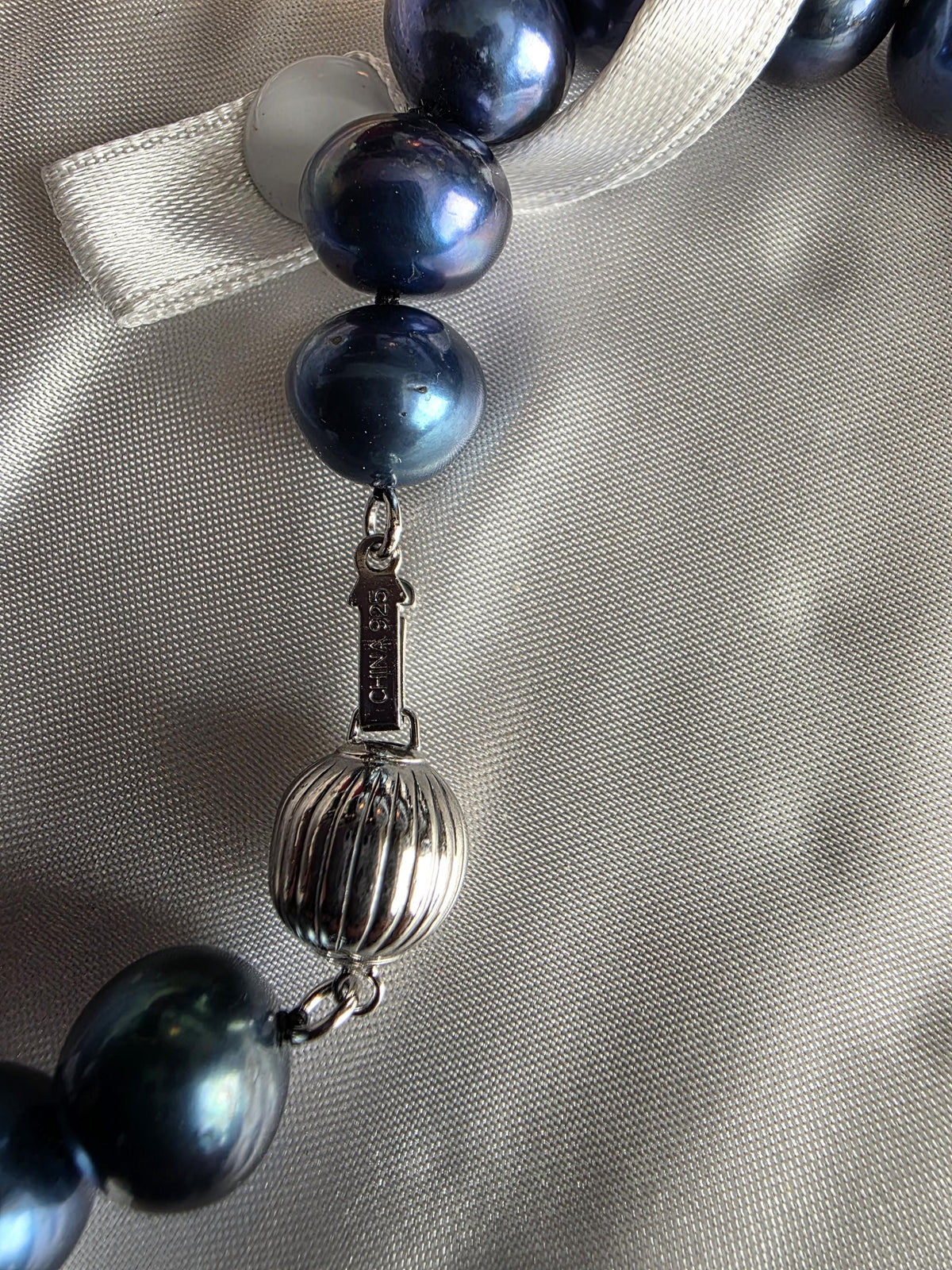 Tahitian Black Genuine Pearl Necklace, Sterling Silver Clasp, 20 Inch Imperial Cultured Pearls, Statement Jewelry, Mother of the Bride