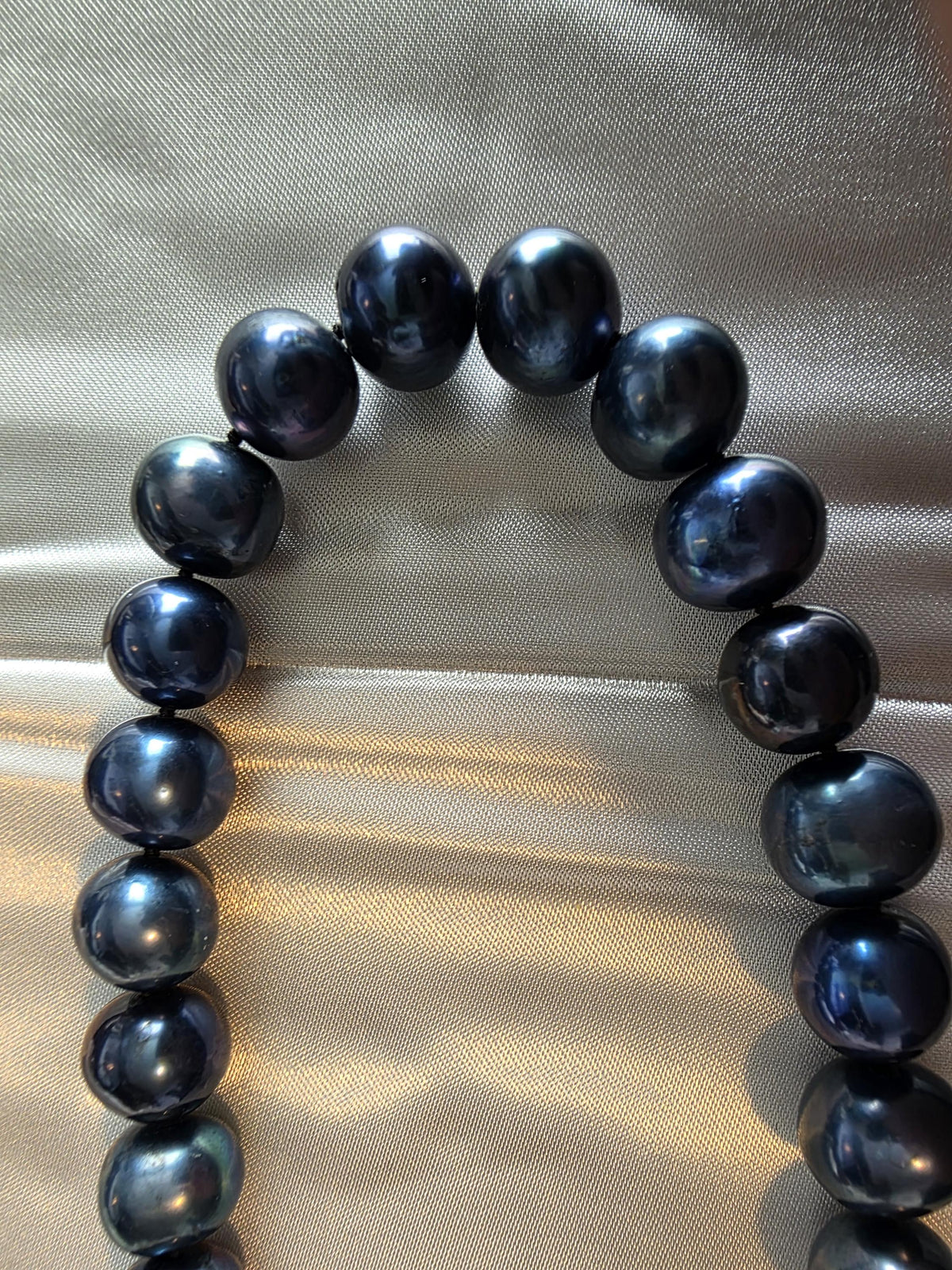 Tahitian Black Genuine Pearl Necklace, Sterling Silver Clasp, 20 Inch Imperial Cultured Pearls, Statement Jewelry, Mother of the Bride
