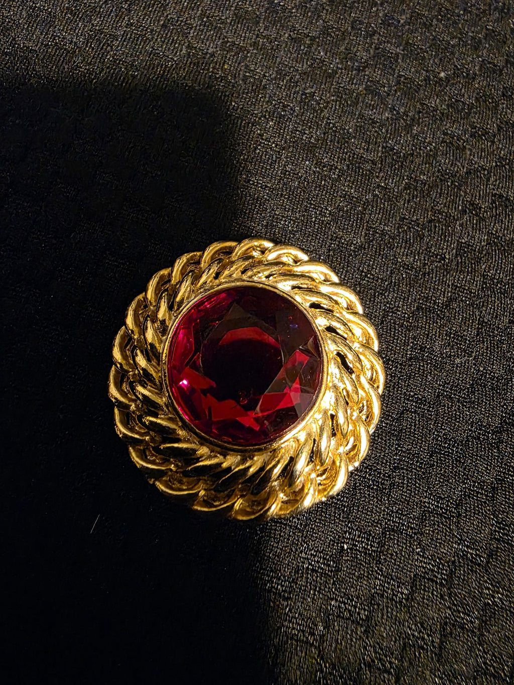 Vintage 1980s Gold & Faux Ruby Clip-On Earrings | Classic Retro Costume Jewelry | Elegant Statement Earrings