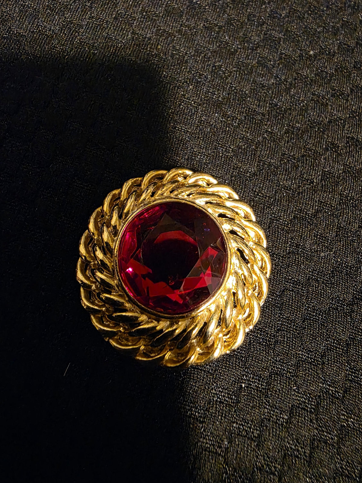 Vintage 1980s Gold & Faux Ruby Clip-On Earrings | Classic Retro Costume Jewelry | Elegant Statement Earrings