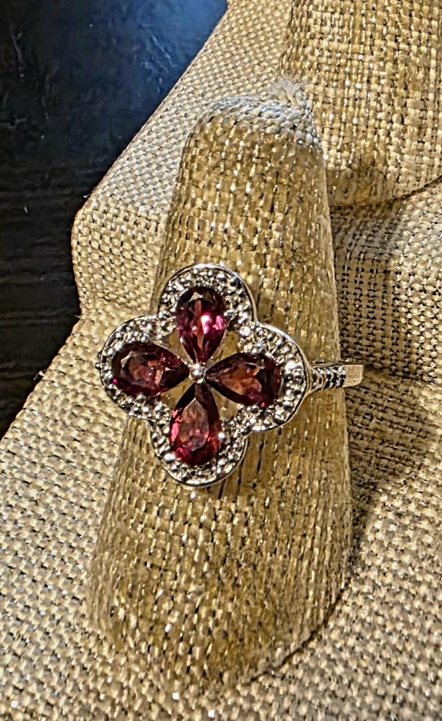 Rajasthan Garnet & Diamond Sterling Silver Ring – Size 7 – Limited Edition 1/266 – Annabella Collection