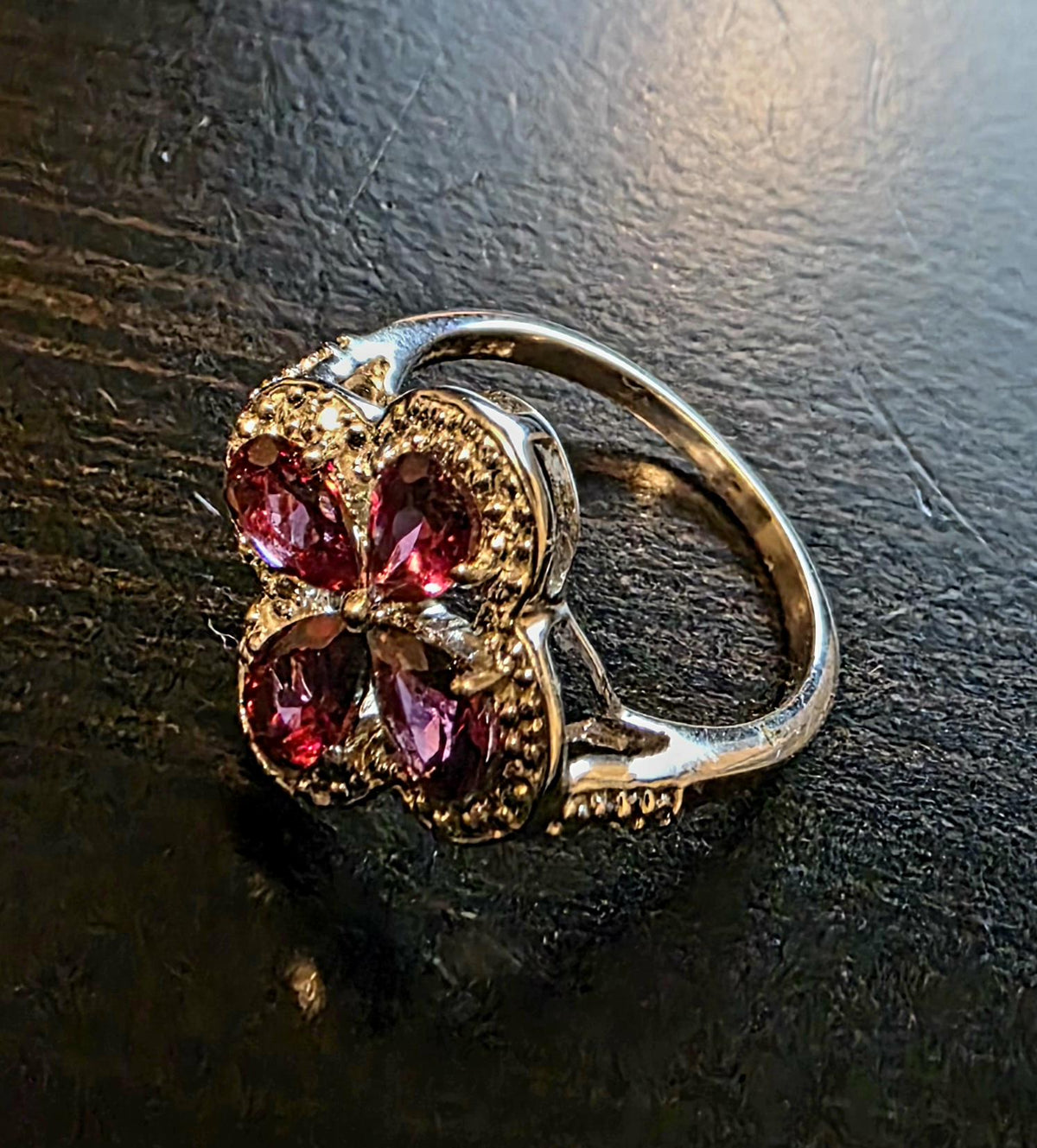 Rajasthan Garnet & Diamond Sterling Silver Ring – Size 7 – Limited Edition 1/266 – Annabella Collection