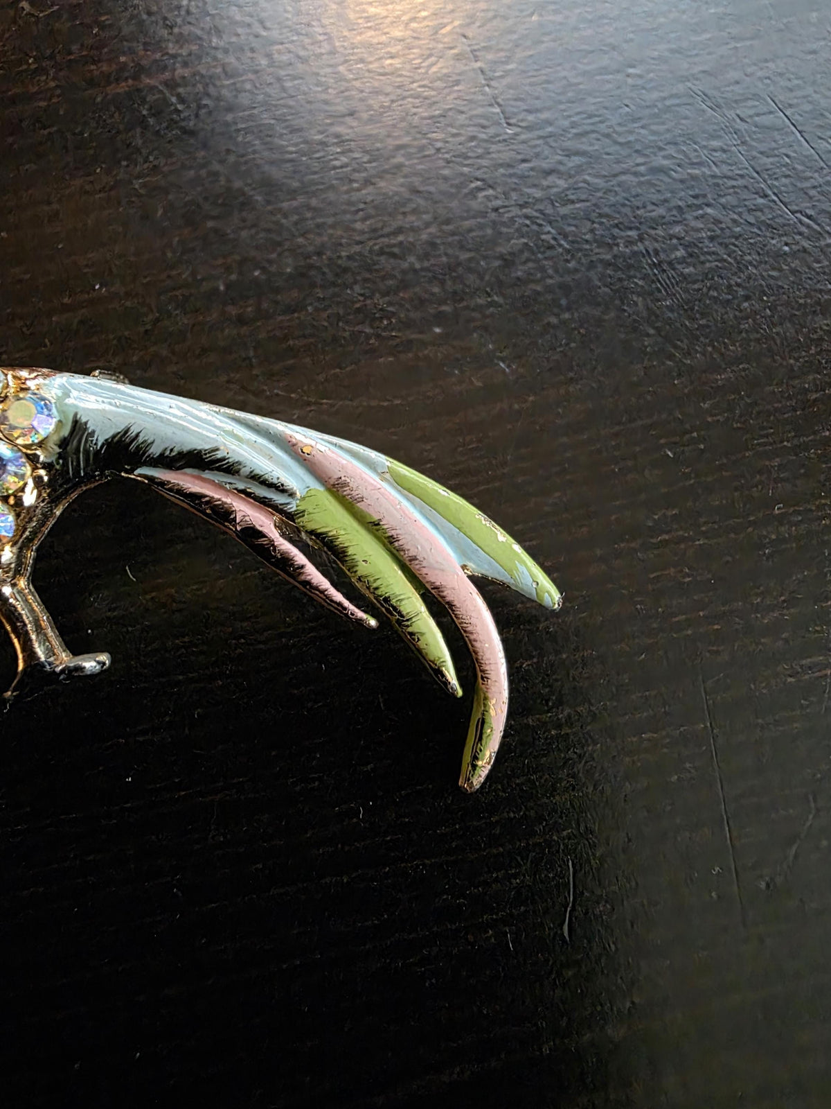 Vintage 1960s Gold Tone Peacock Brooches | Rhinestone Enamel Pin Set