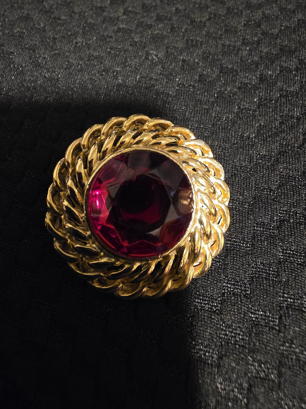 Vintage 1980s Gold & Faux Ruby Clip-On Earrings | Classic Retro Costume Jewelry | Elegant Statement Earrings