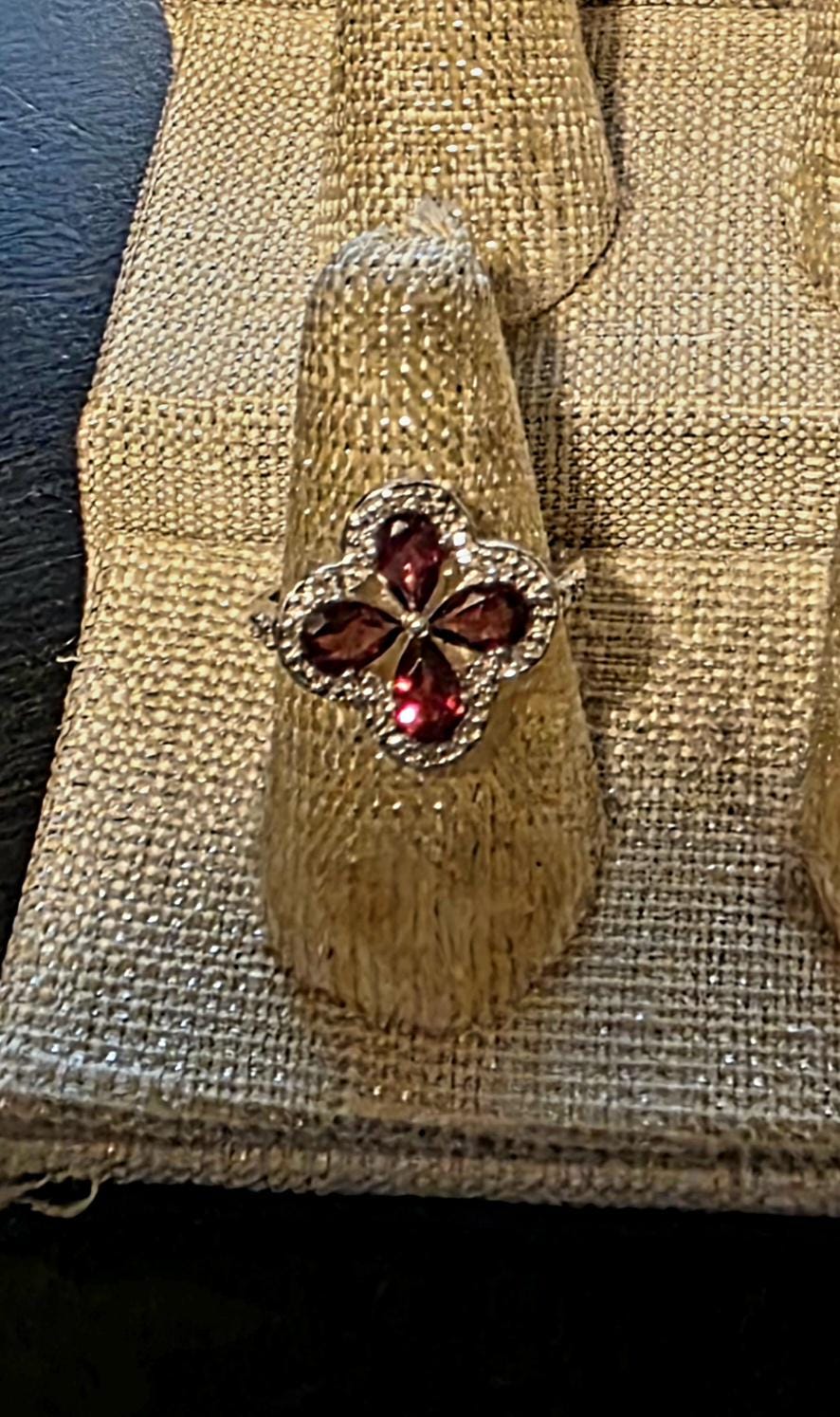 Rajasthan Garnet & Diamond Sterling Silver Ring – Size 7 – Limited Edition 1/266 – Annabella Collection