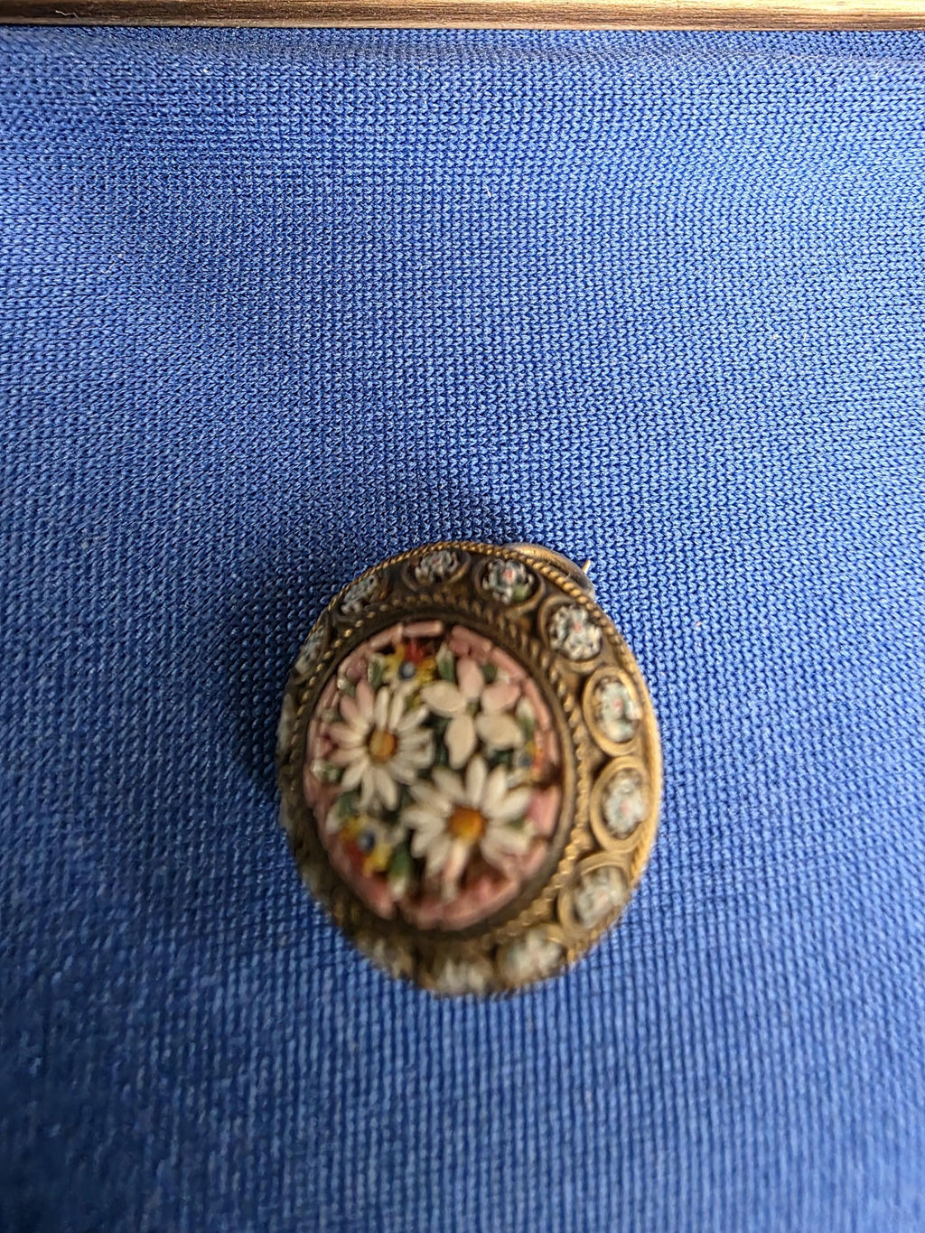 Antique Italian Micro Mosaic Brooch Floral Design Fabbrica Angelo Pessar 1879-1900 Era Victorian Pin