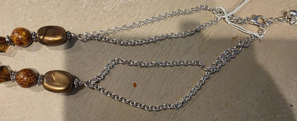 Tiger's Eye & Picture Jasper Sterling Silver Pendant | Boho Artisan Necklace