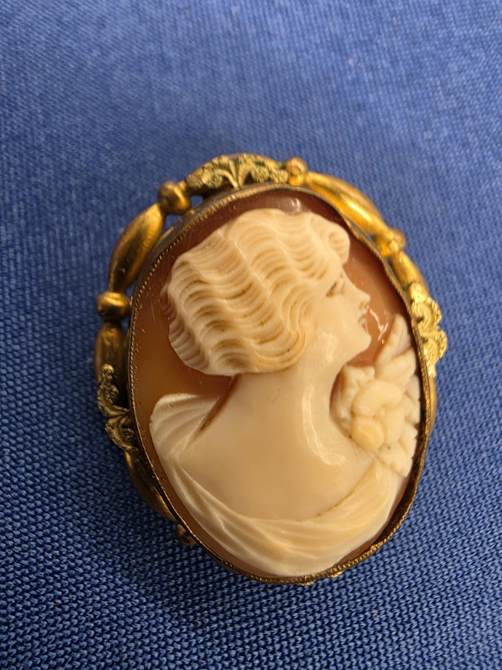 Vintage Shell Cameo Brooch 10k Gold Victorian Lady Portrait Pin Antique Jewelry Gift