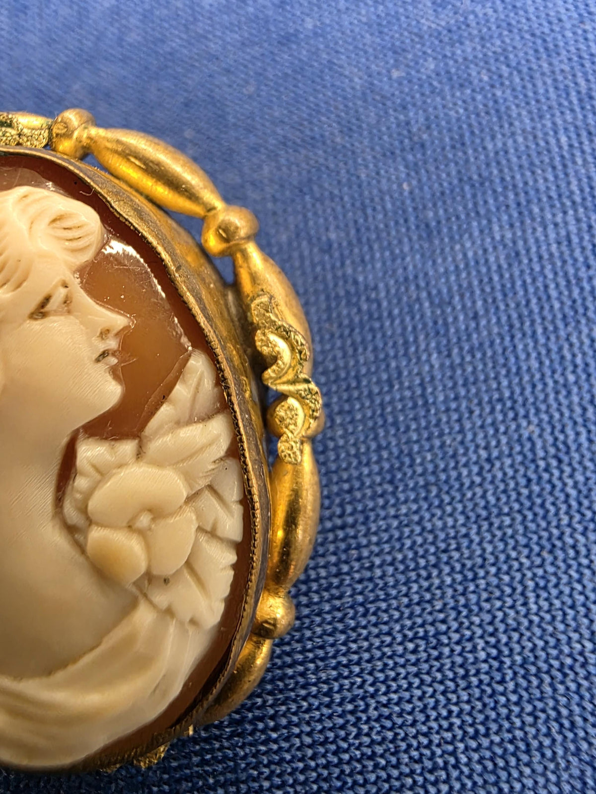 Vintage Shell Cameo Brooch 10k Gold Victorian Lady Portrait Pin Antique Jewelry Gift
