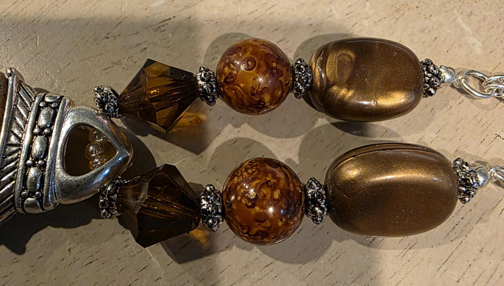 Tiger's Eye & Picture Jasper Sterling Silver Pendant | Boho Artisan Necklace