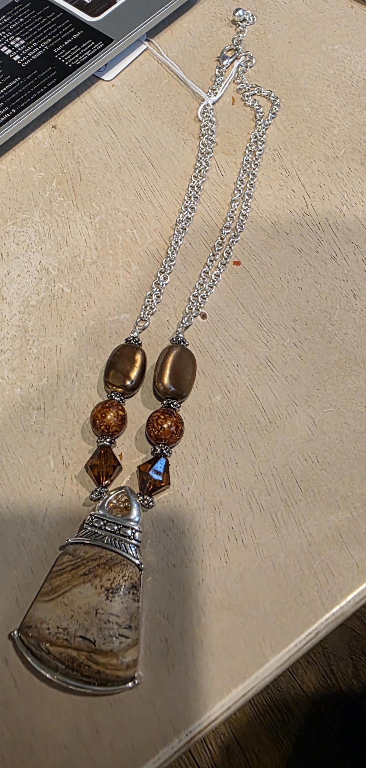Tiger's Eye & Picture Jasper Sterling Silver Pendant | Boho Artisan Necklace