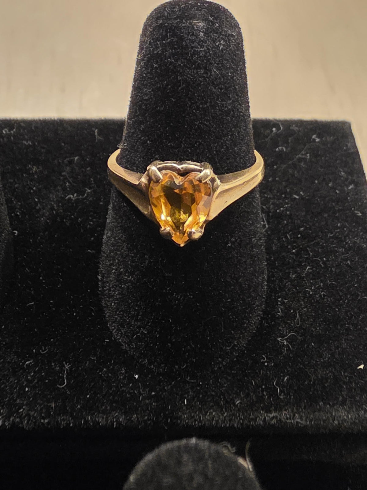 Vintage Citrine Heart Ring 10K Gold | Size 6.5 | Anniversary Promise Ring