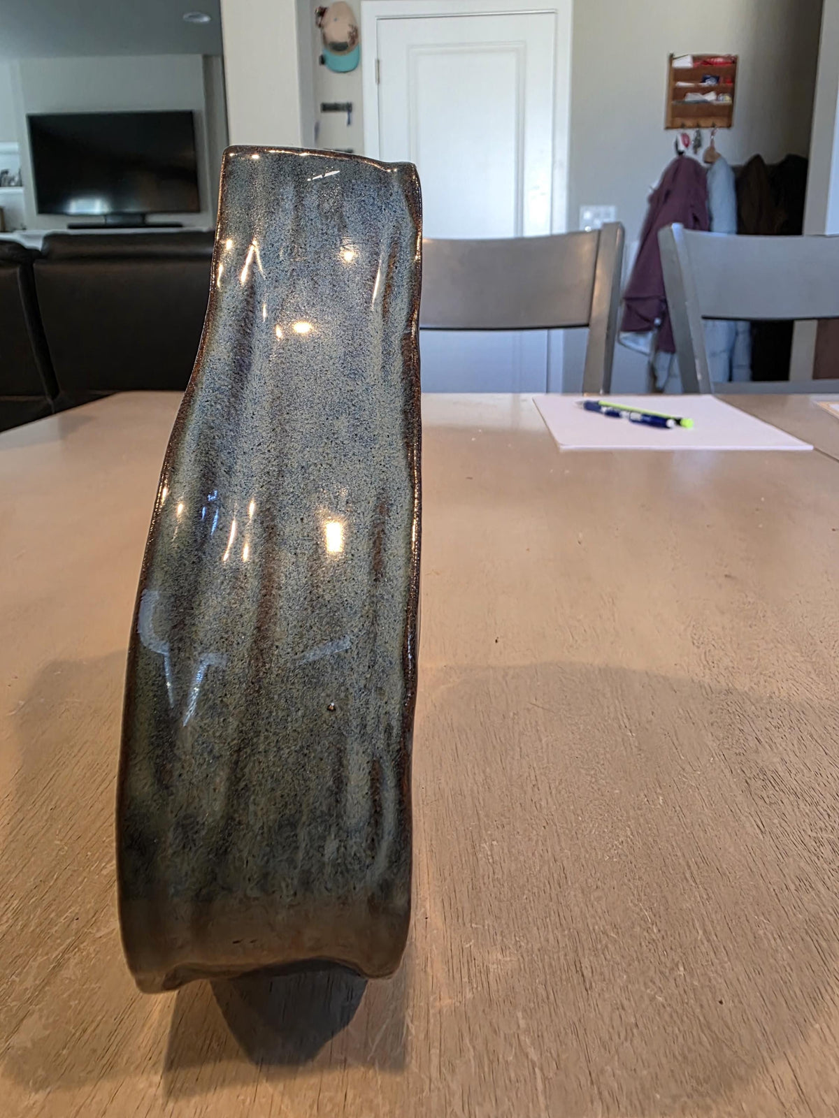 Denim blue flower vase, handmade by Outer Reef Ceramics