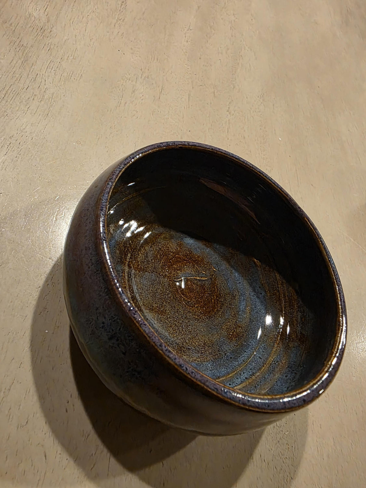Blue rutile and merlot soup bowl, handmade by Outer Reef Ceramics