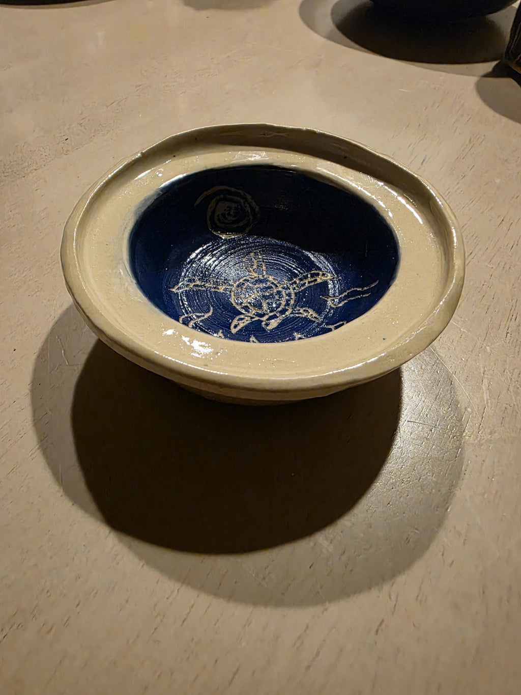 Sea turtle sgraffito ring dish, handmade by Outer Reef Ceramics