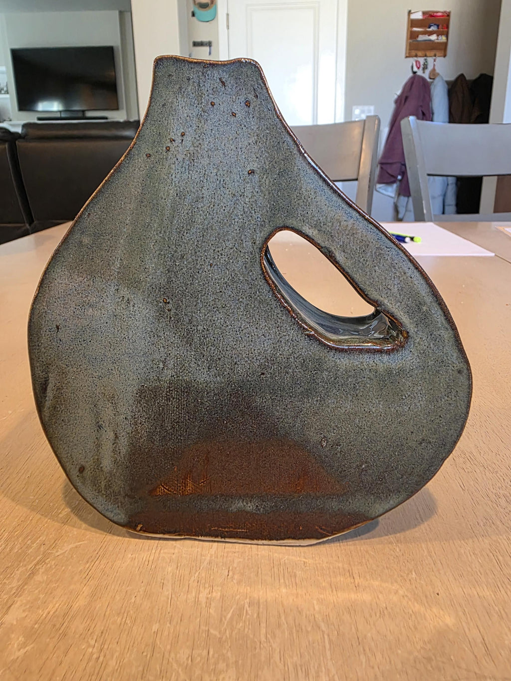 Denim blue flower vase, handmade by Outer Reef Ceramics