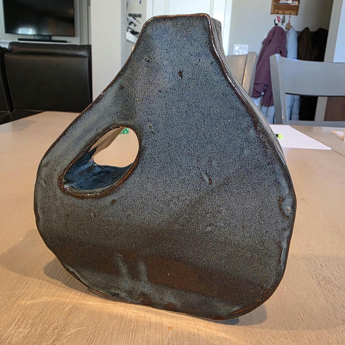 Denim blue flower vase, handmade by Outer Reef Ceramics