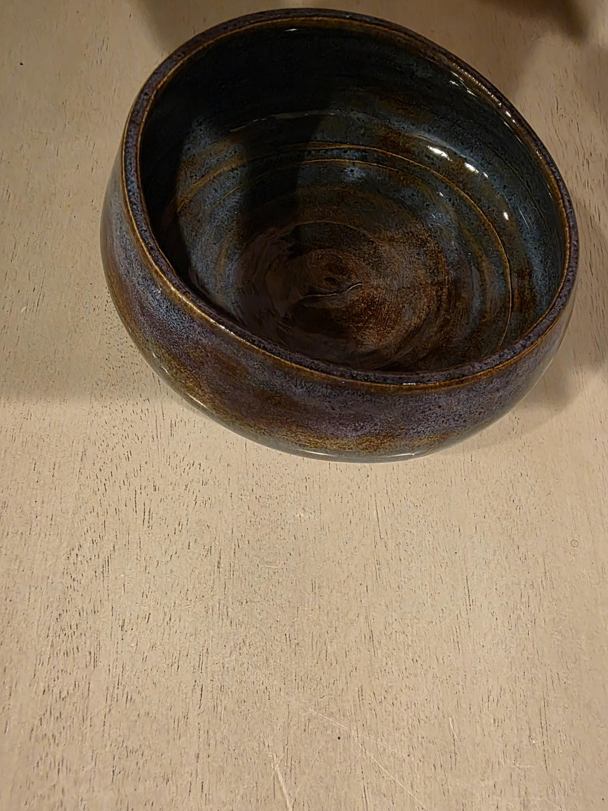 Blue rutile and merlot soup bowl, handmade by Outer Reef Ceramics